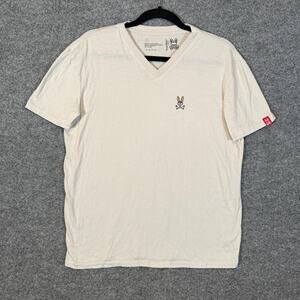 Psycho Bunny Shirt‎ Mens Small White Tshirt Embroidered Short Sleeve Vneck